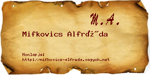 Mifkovics Alfréda névjegykártya